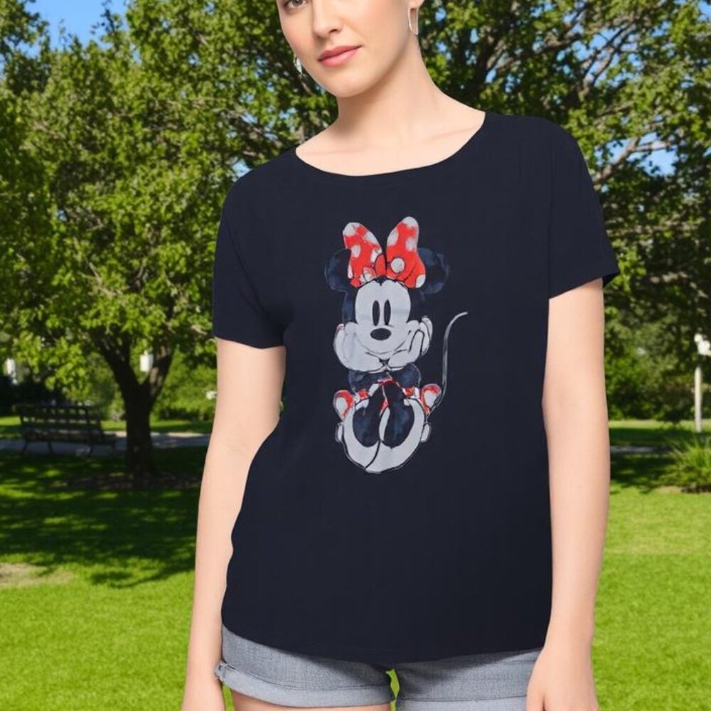 Disney Minnie Mouse Top T-Shirt Women's Size XXL Black Short Sleeve Tagless
